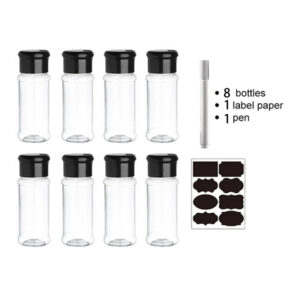 8 Pots à épices + étiquettes (crayon inclus)